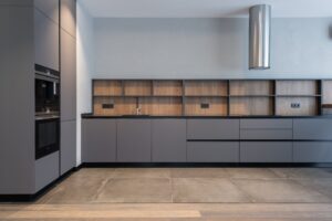 spacious kitchen in modern apartment