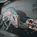 gray and teal animal skeleton wall decor
